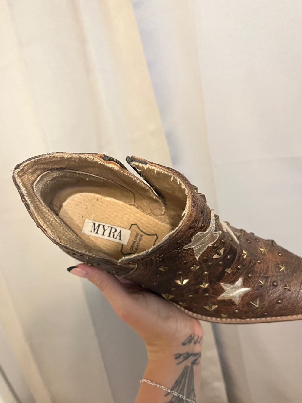 Myra Bag Brown Ankle Boots with Gold and Silver Star Accents - Picture 2 of 3